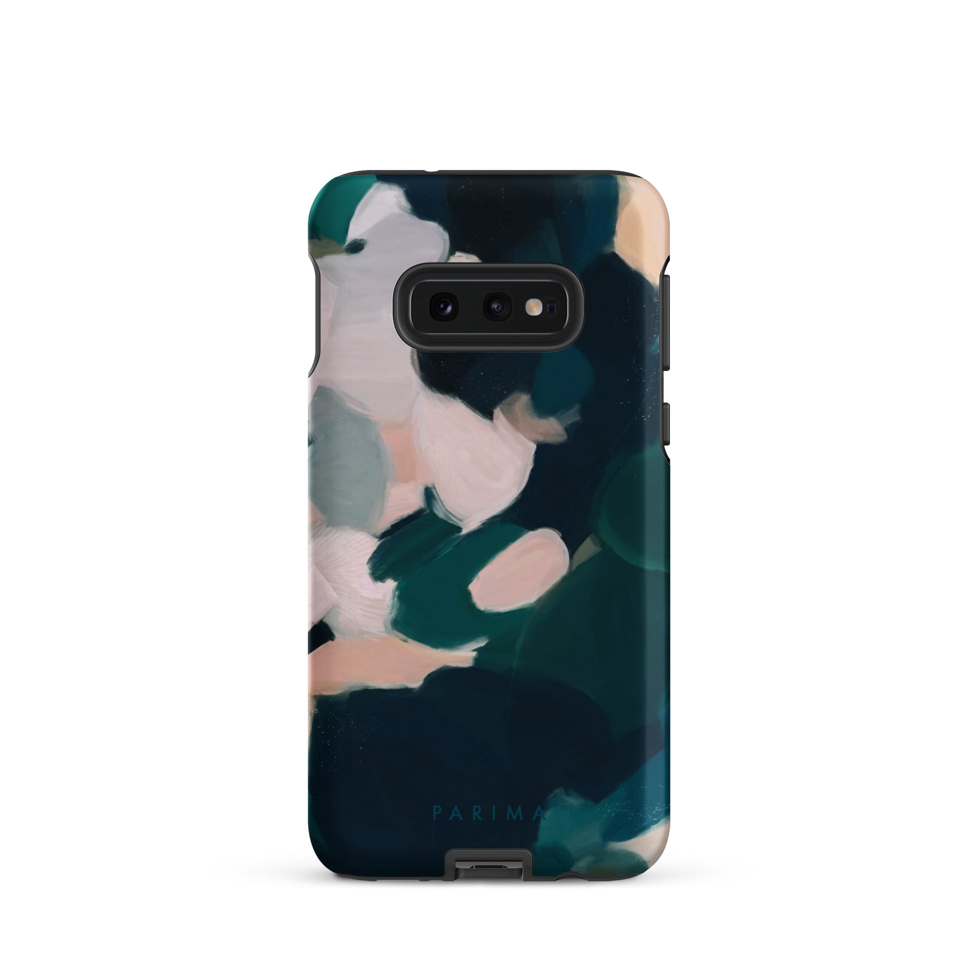 Aerwyn, green and pink abstract art on Samsung Galaxy S10e tough case by Parima Studio