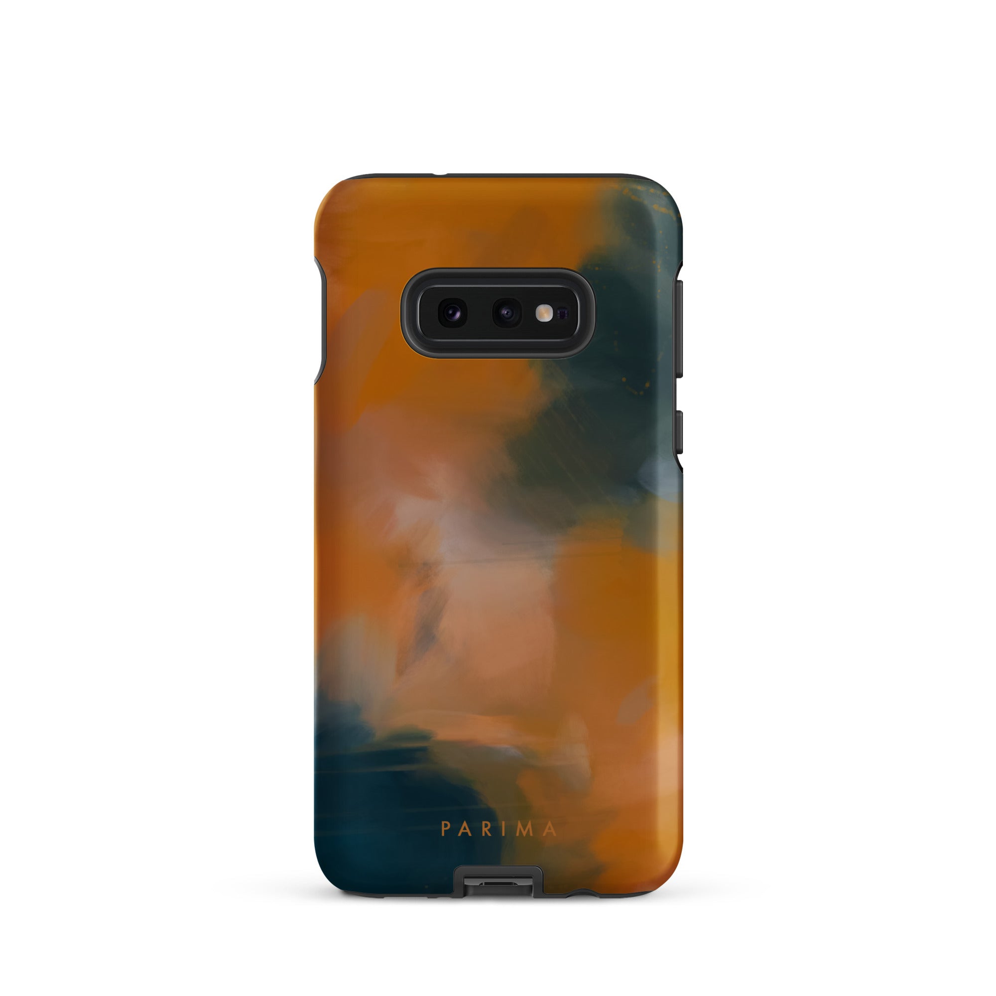 Amelie, blue and orange abstract art on Samsung Galaxy S10e tough case by Parima Studio