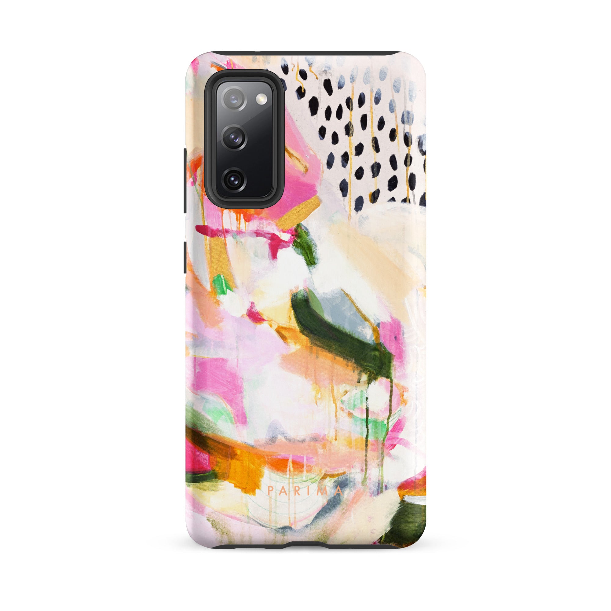 Adira, pink and green abstract art on Samsung Galaxy S20 FE tough case by Parima Studio