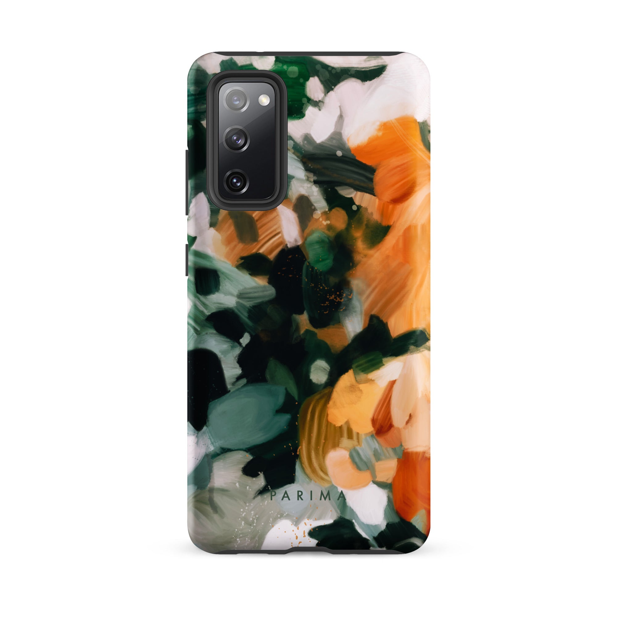 Aspen, green and orange abstract art on Samsung Galaxy S20 FE tough case by Parima Studio