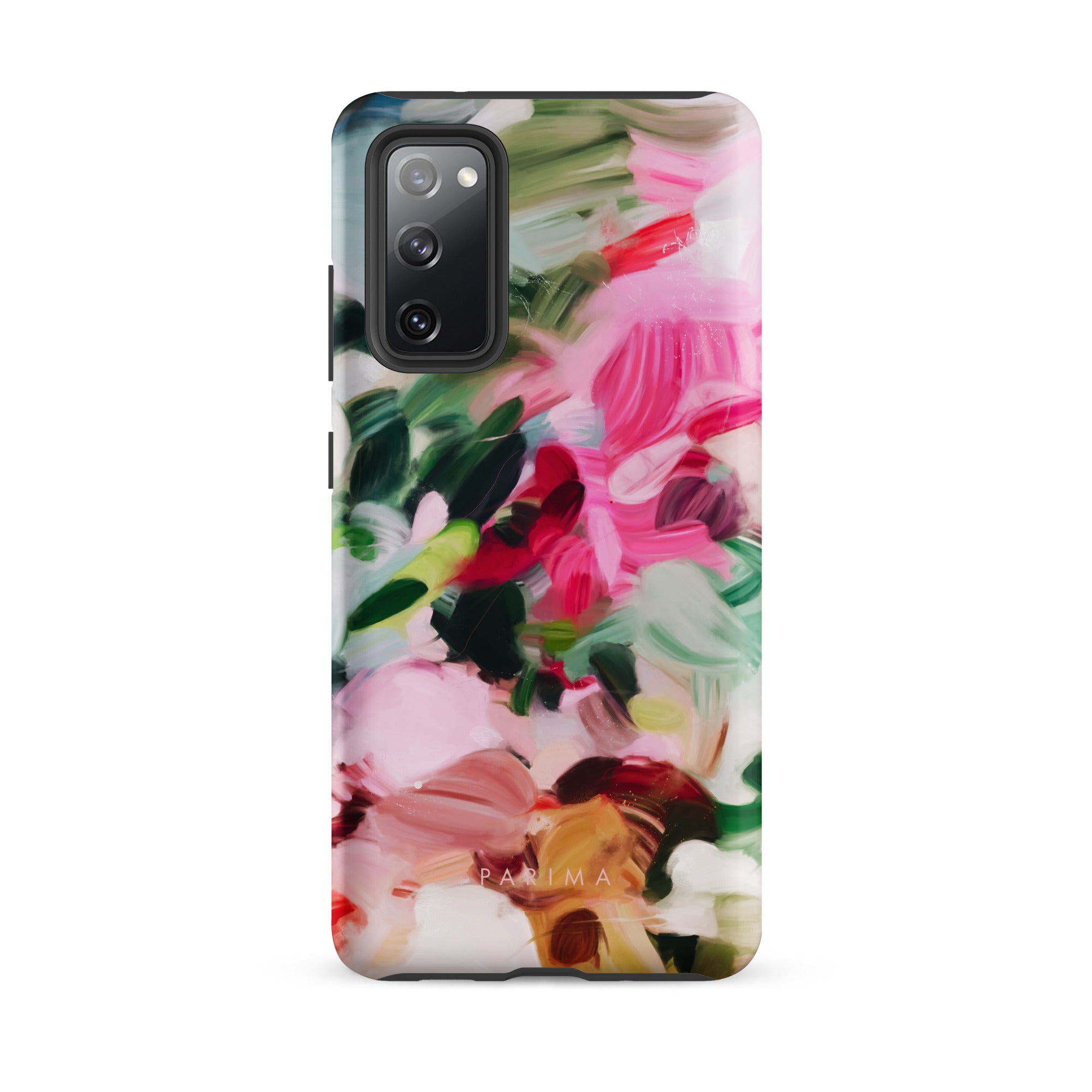 Bloom, pink and green abstract art on Samsung Galaxy S20 FE tough case by Parima Studio