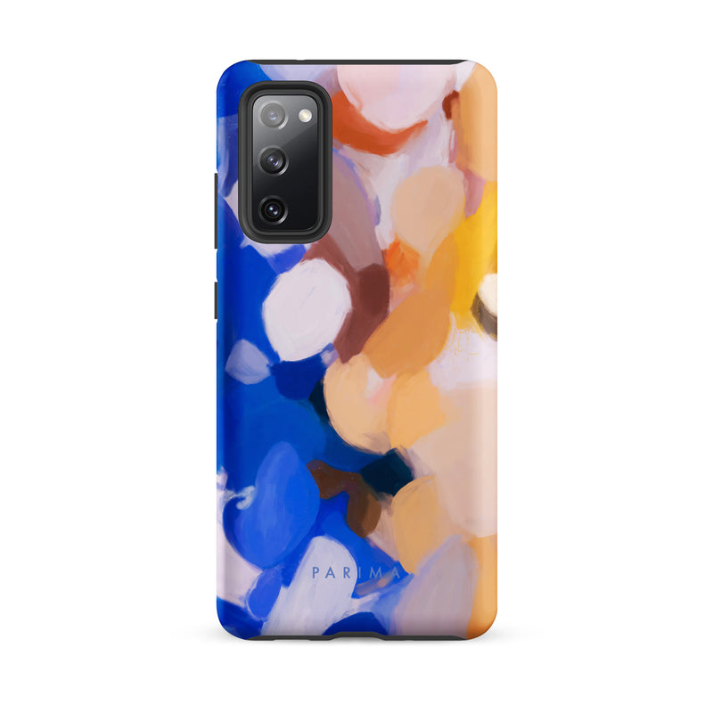 Bluebell, blue and yellow abstract art on Samsung Galaxy S20 FE tough case by Parima Studio