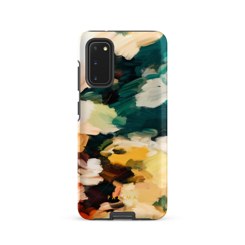 Cinque Terre, green and yellow abstract art on Samsung Galaxy S20 tough case by Parima Studio