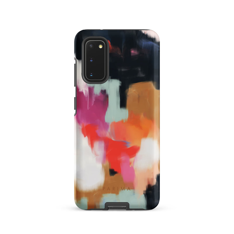 Ruthie, blue and pink abstract art on Samsung Galaxy S20 tough case by Parima Studio