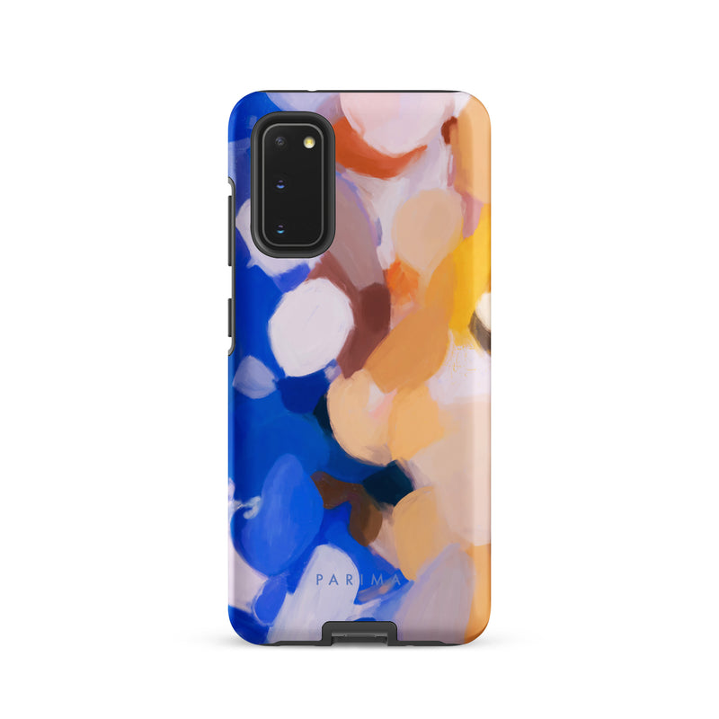 Bluebell, blue and yellow abstract art on Samsung Galaxy S20 tough case by Parima Studio