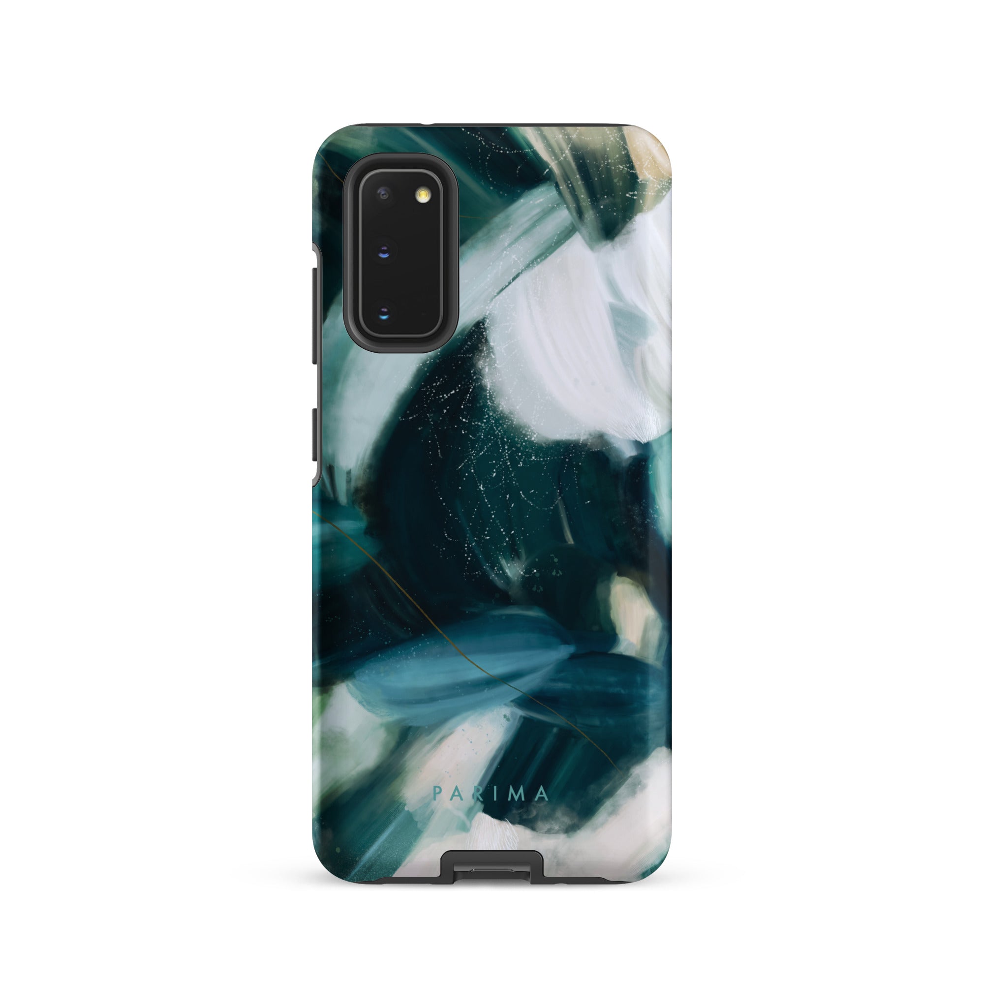 Caspian, blue and teal abstract art on Samsung Galaxy S20 tough case by Parima Studio