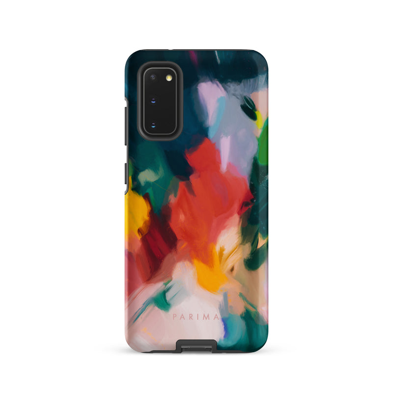 Pomme, blue and red abstract art on Samsung Galaxy S20 tough case by Parima Studio