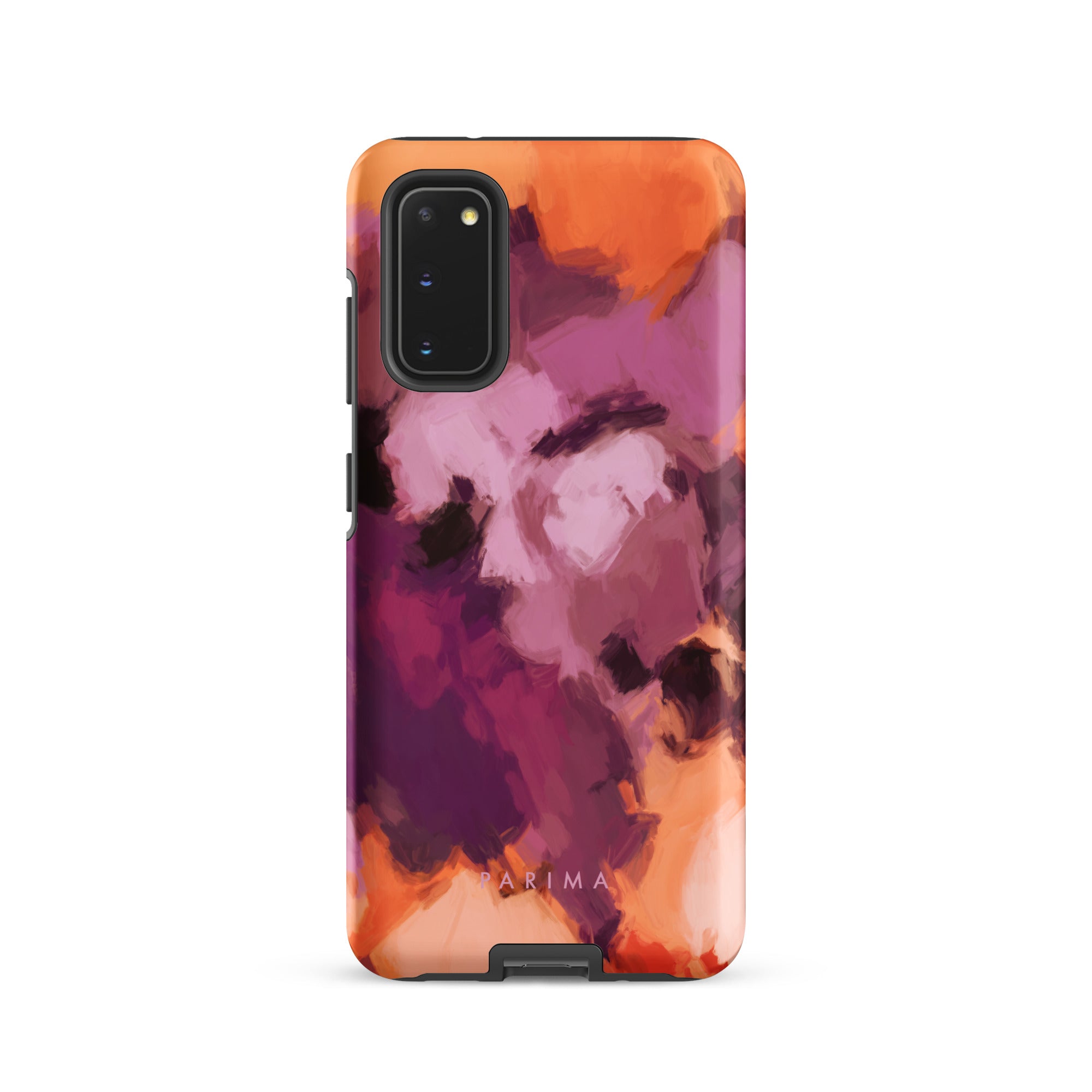 Lilac, purple and orange abstract art on Samsung Galaxy S20 tough case by Parima Studio