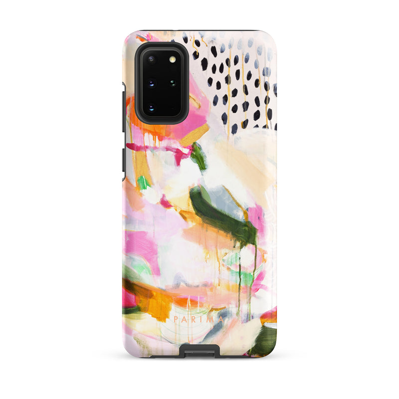 Adira, pink and green abstract art on Samsung Galaxy S20 Plus tough case by Parima Studio