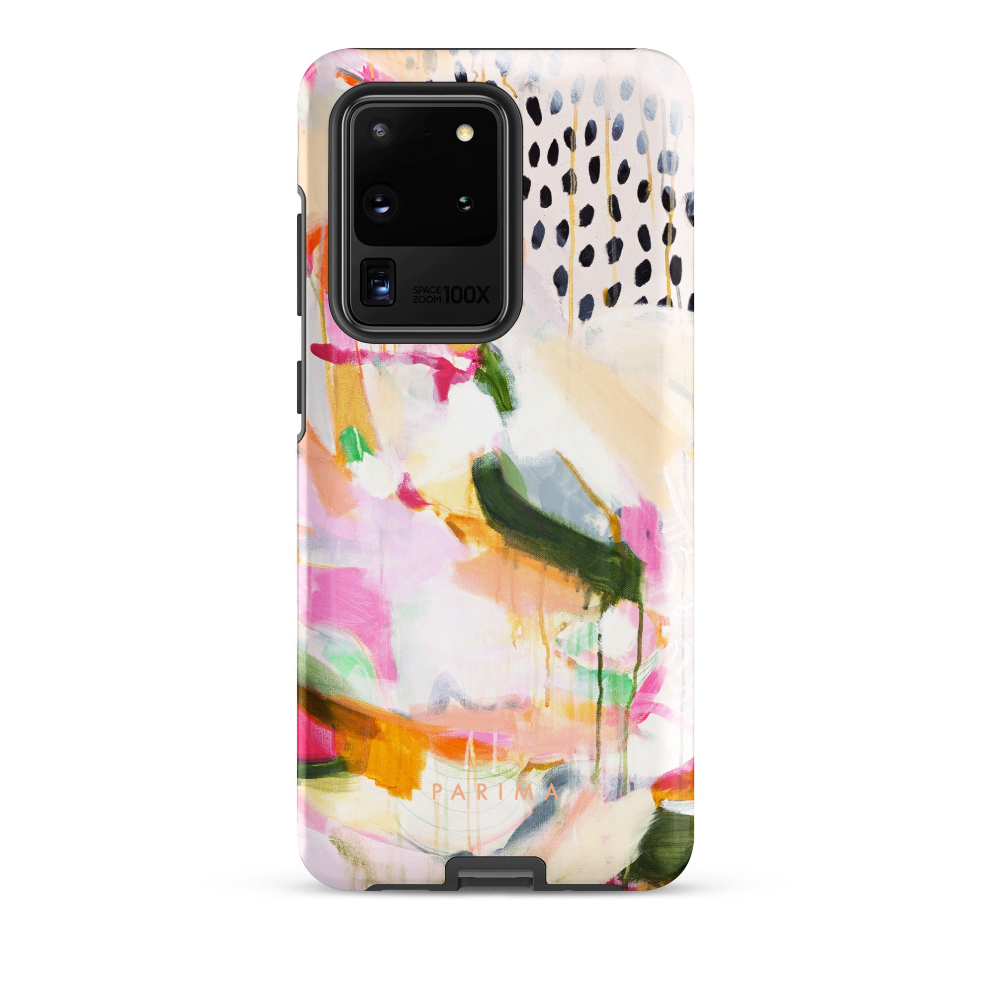 Adira, pink and green abstract art on Samsung Galaxy S20 Ultra tough case by Parima Studio