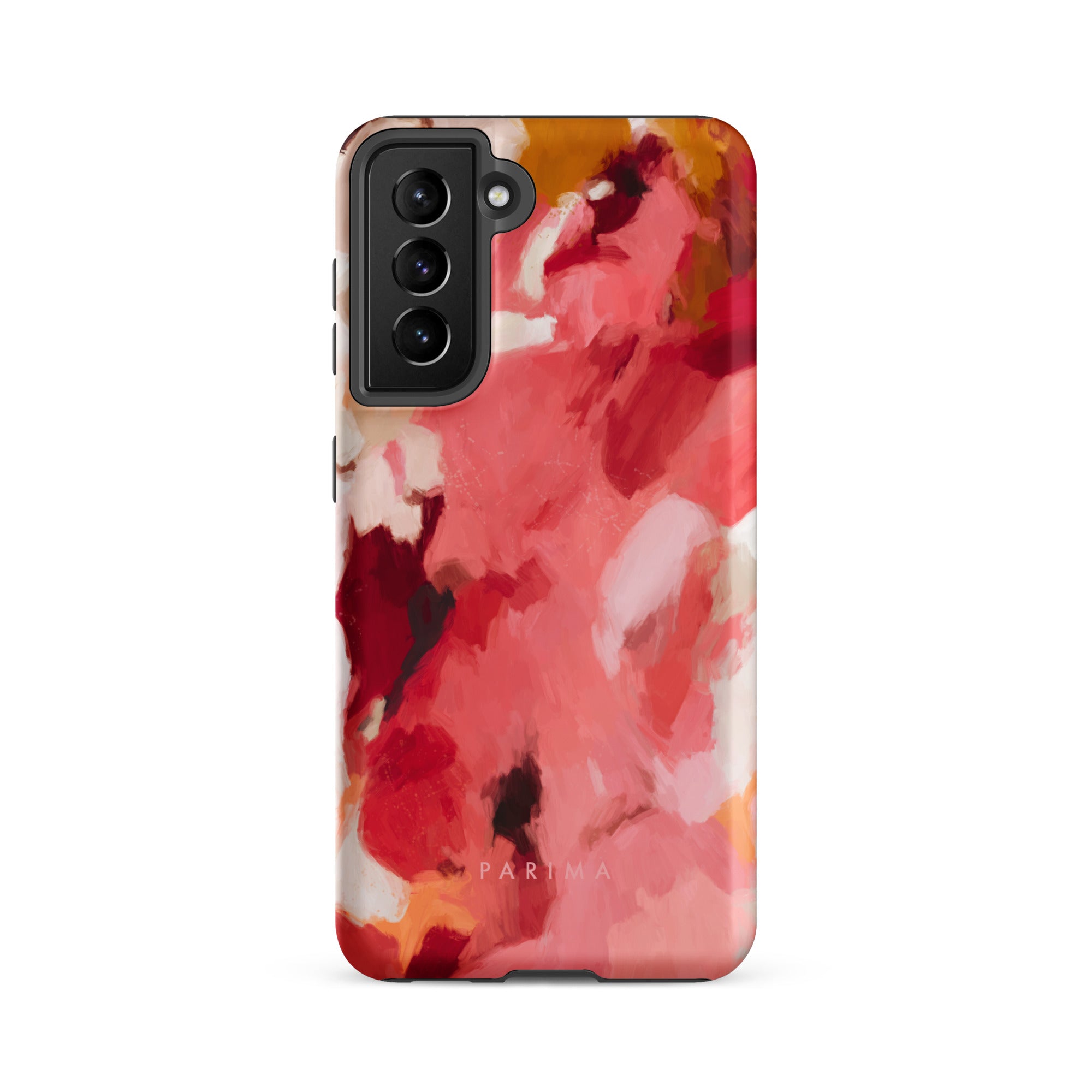 Apple, pink and red abstract art on Samsung Galaxy S21 FE tough case by Parima Studio