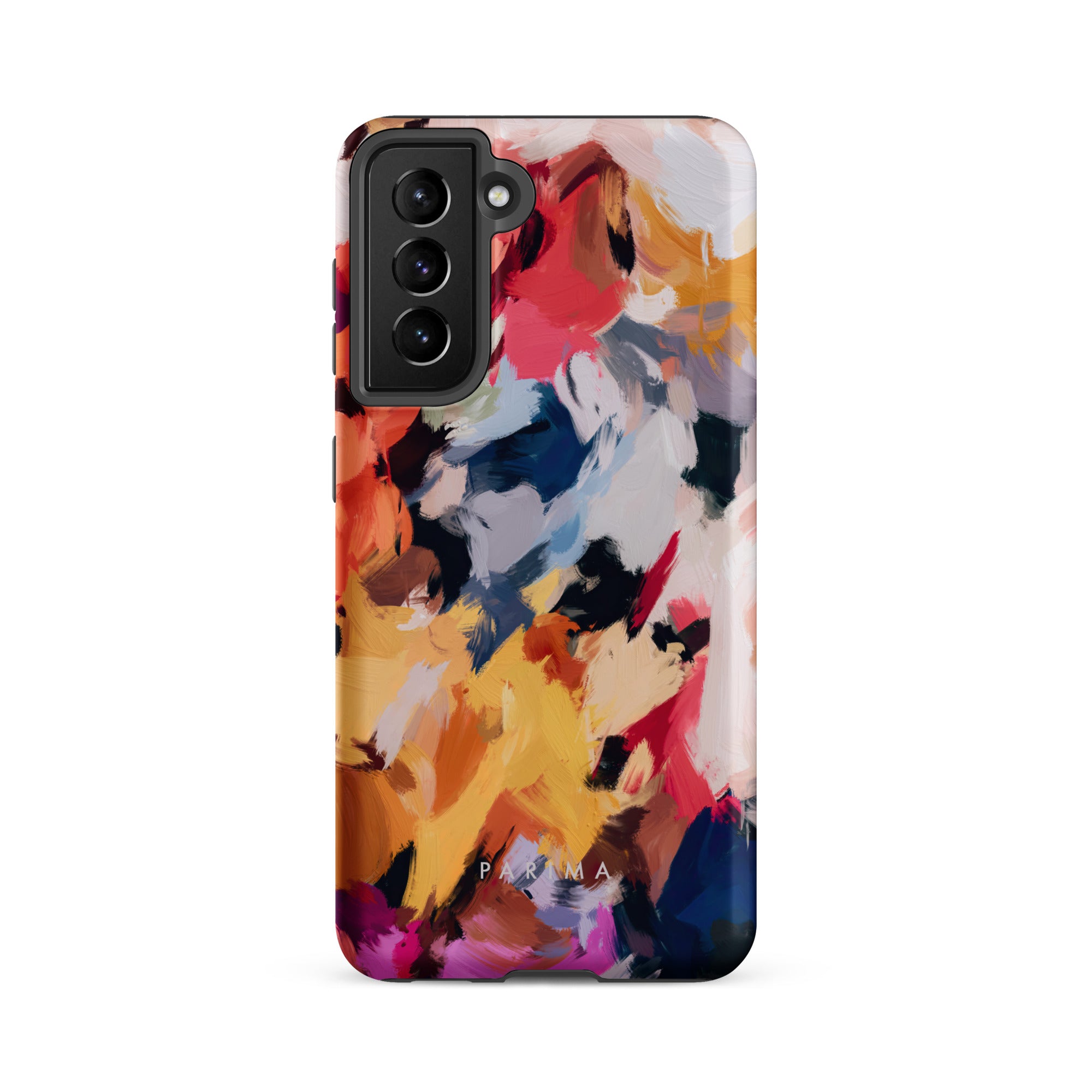 Wilde, blue and yellow multicolor abstract art on Samsung Galaxy S21 FE tough case by Parima Studio