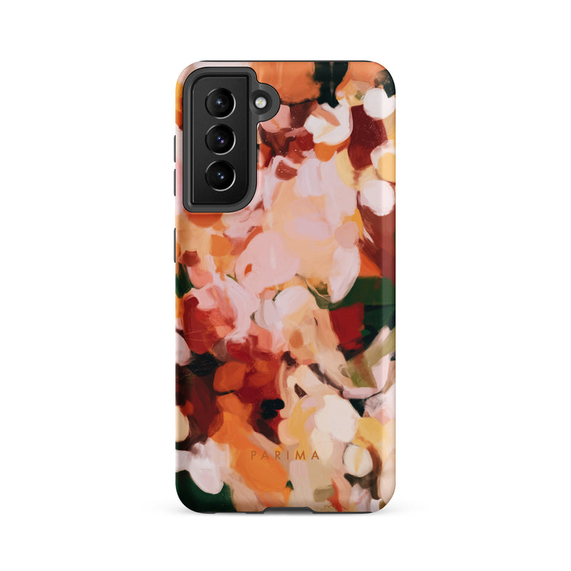 The Grove, pink and green abstract art on Samsung Galaxy S21 FE tough case by Parima Studio