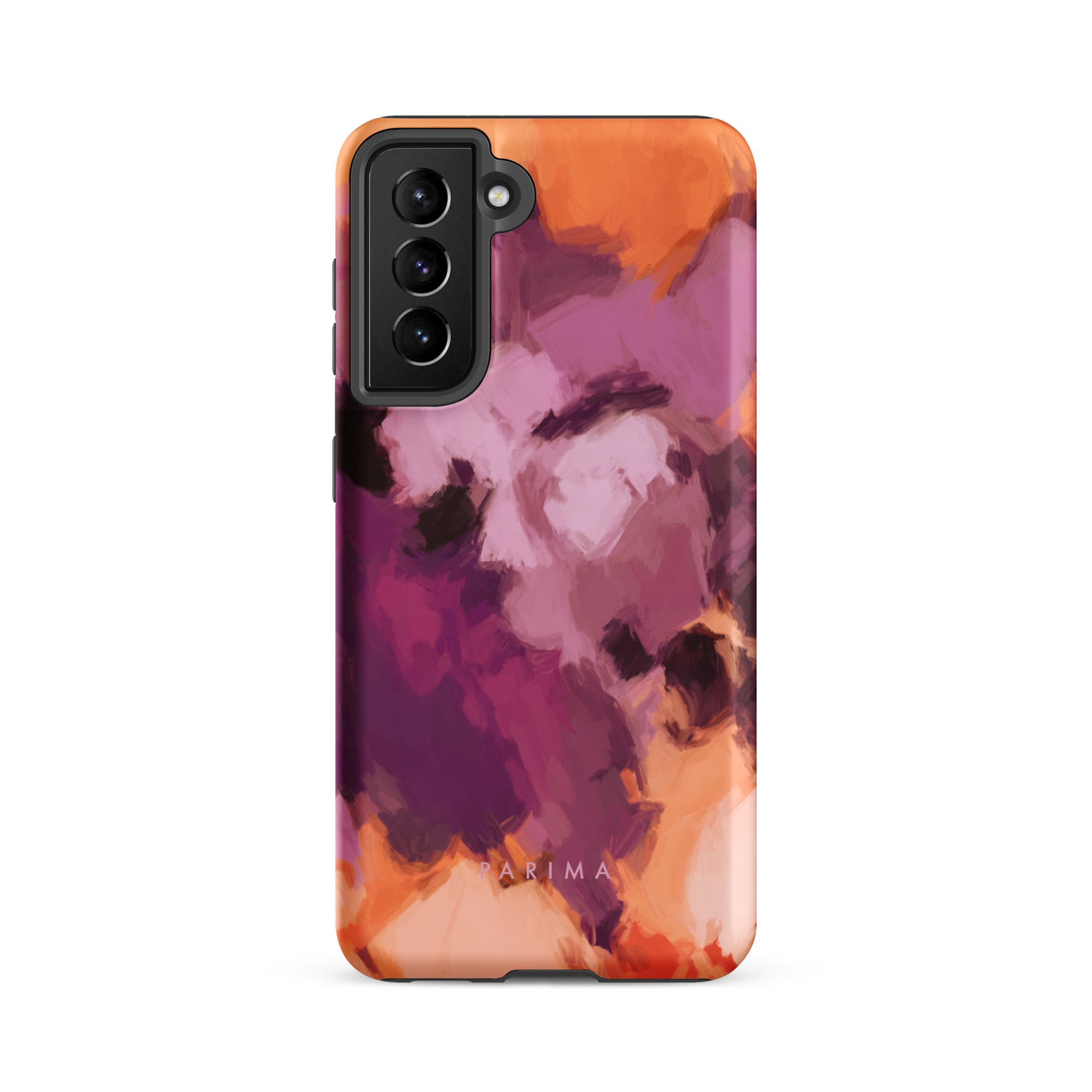 Lilac, purple and orange abstract art on Samsung Galaxy S21 FE tough case by Parima Studio