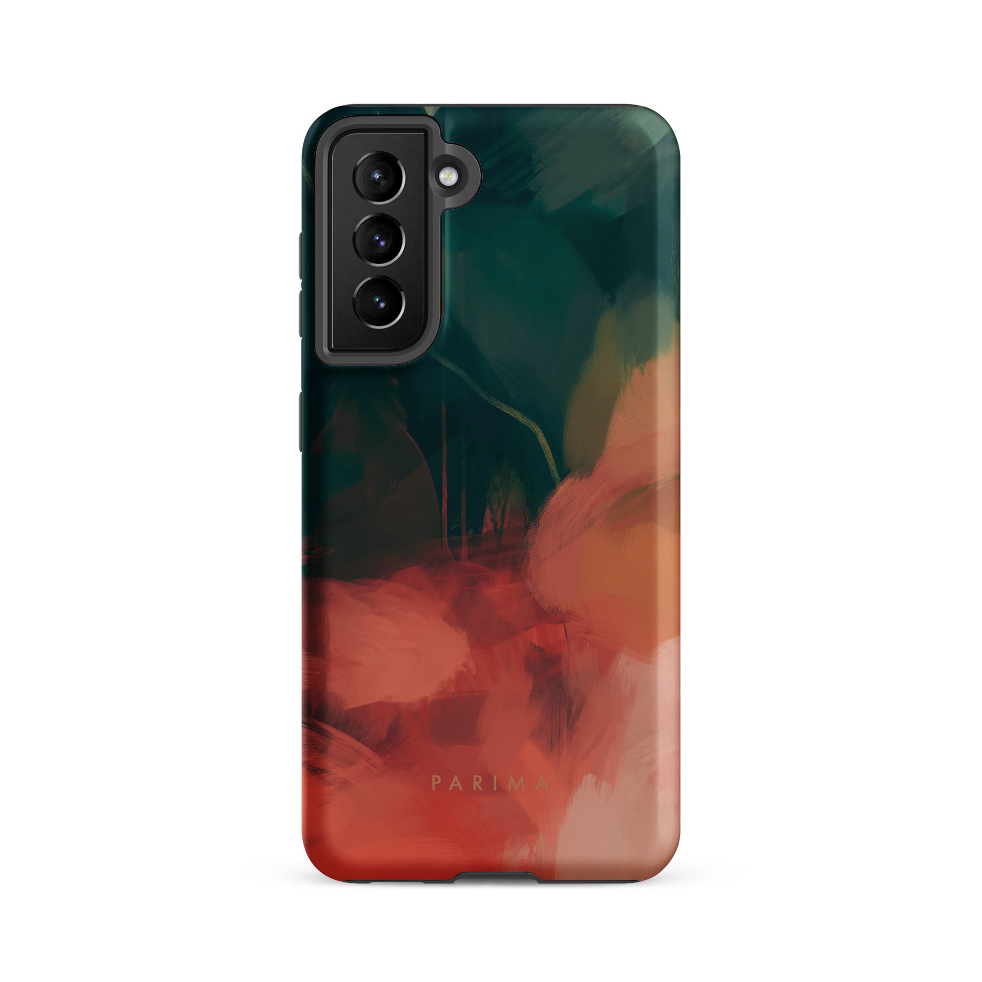 Eventide, green and red abstract art on Samsung Galaxy S21 fe tough case by Parima Studio