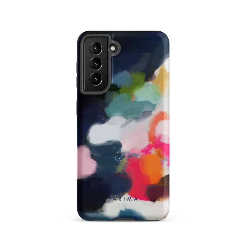Eliza, blue and pink abstract art on Samsung Galaxy S21 tough case by Parima Studio