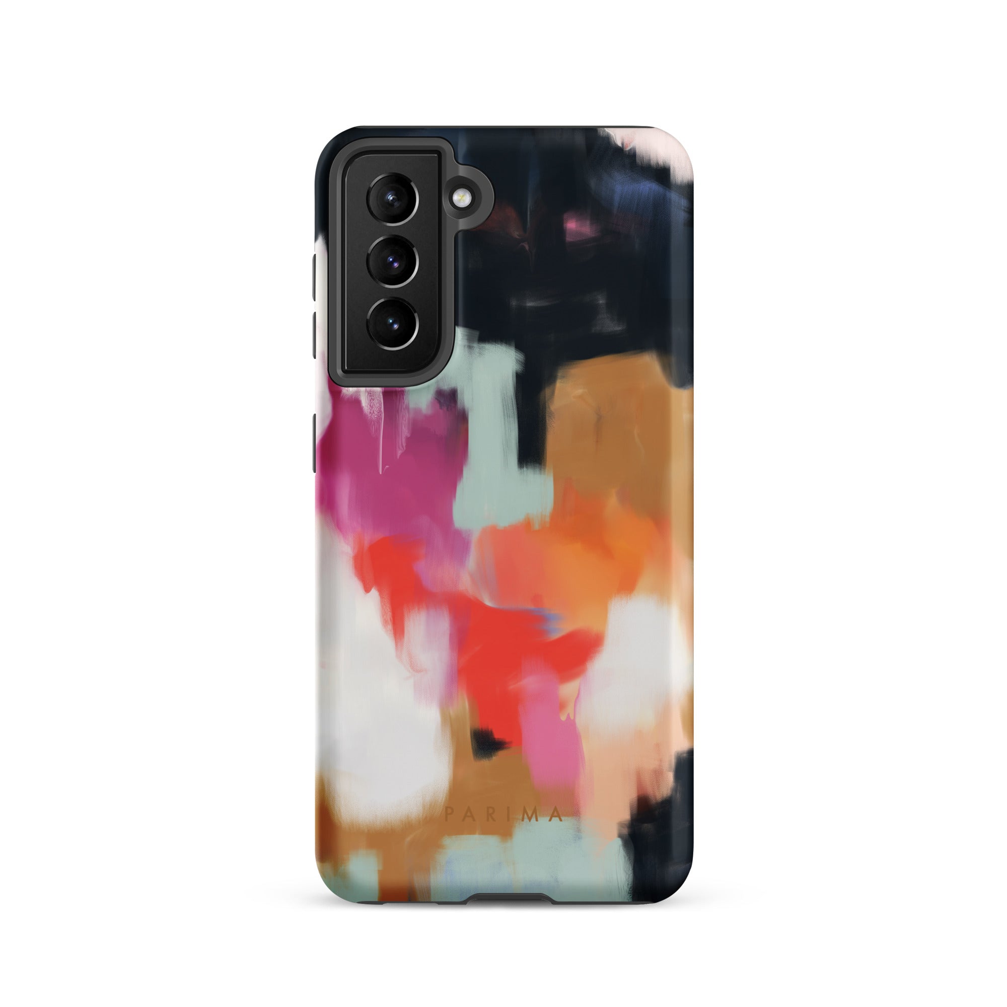 Ruthie, blue and pink abstract art on Samsung Galaxy S21 tough case by Parima Studio