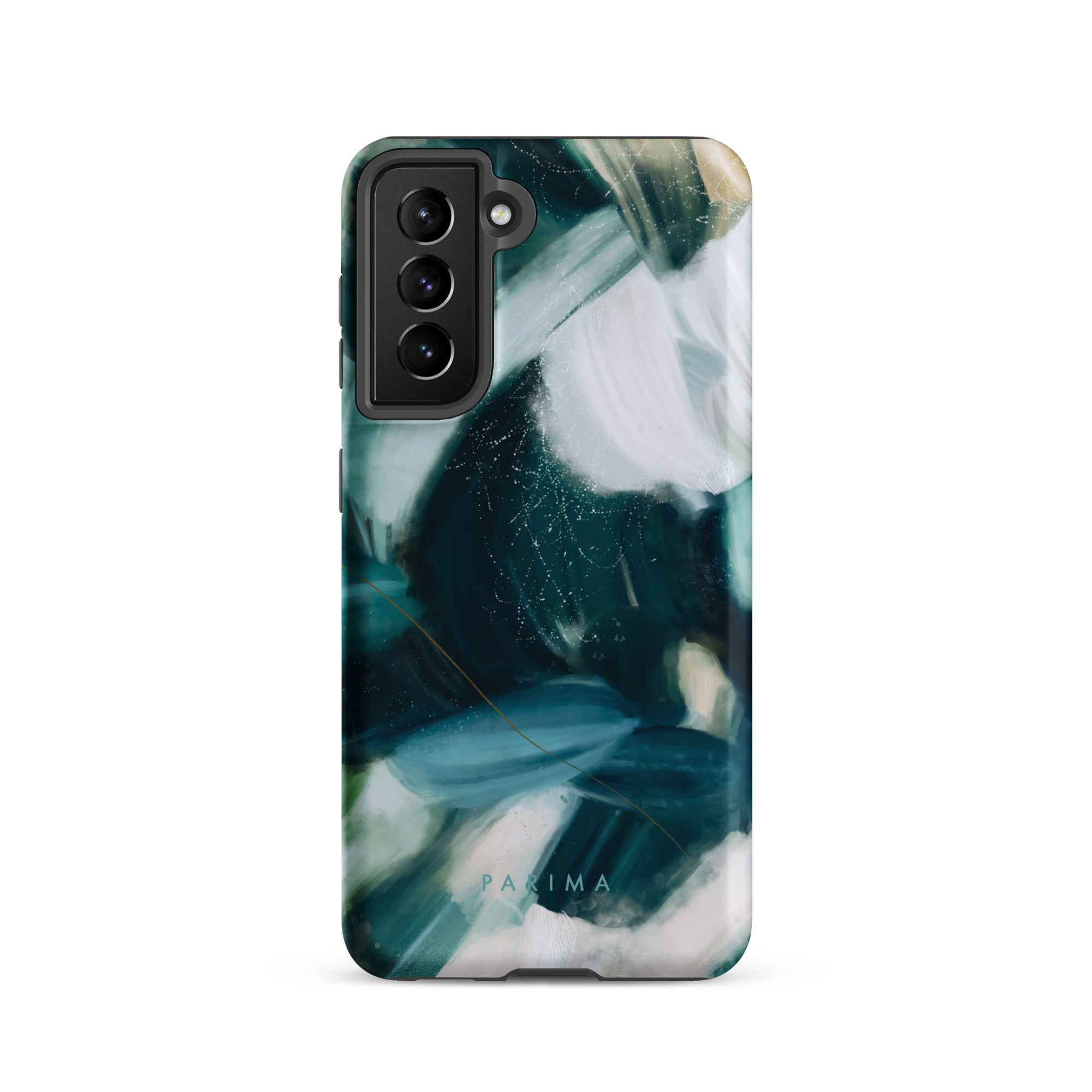 Caspian, blue and teal abstract art on Samsung Galaxy S21 tough case by Parima Studio