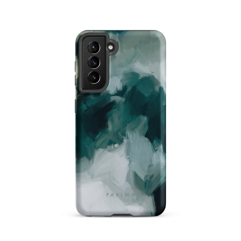 Echo, emerald green abstract art on Samsung Galaxy S21 tough case by Parima Studio