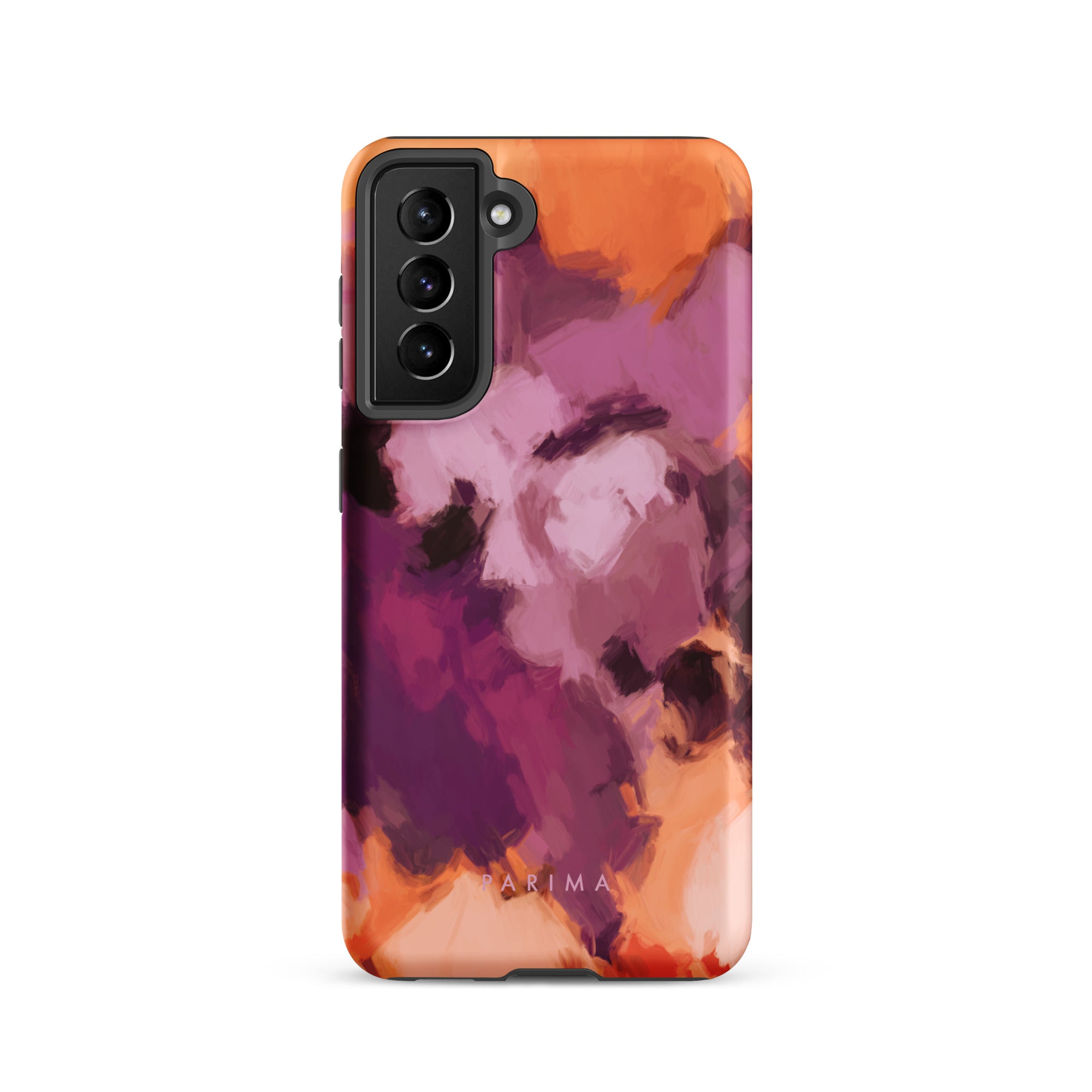 Lilac, purple and orange abstract art on Samsung Galaxy S21 tough case by Parima Studio