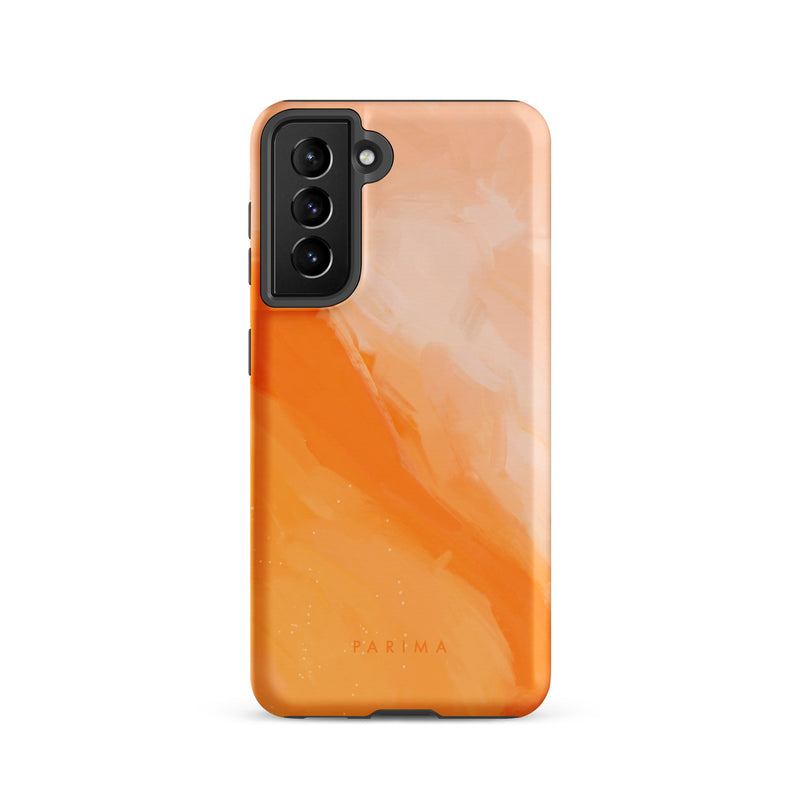 Sweet Orange, orange and pink abstract art on Samsung Galaxy S21 tough case by Parima Studio