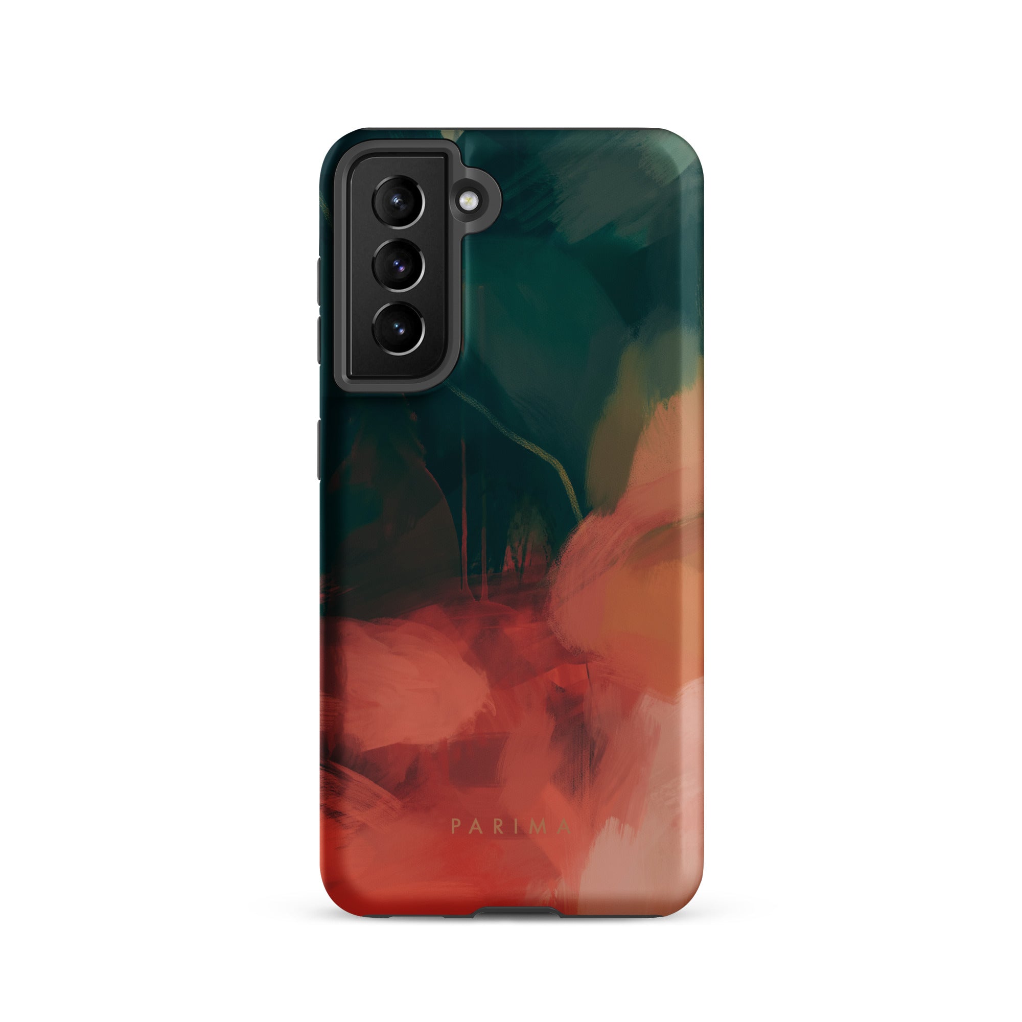 Eventide, green and red abstract art on Samsung Galaxy S21 tough case by Parima Studio
