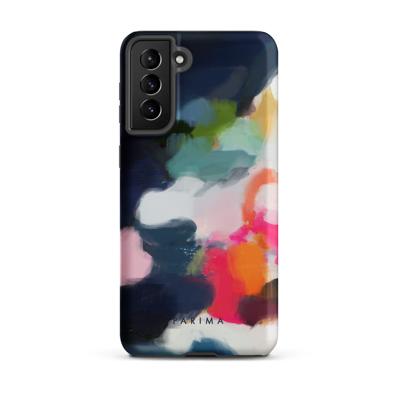 Eliza, blue and pink abstract art on Samsung Galaxy S21 Plus tough case by Parima Studio