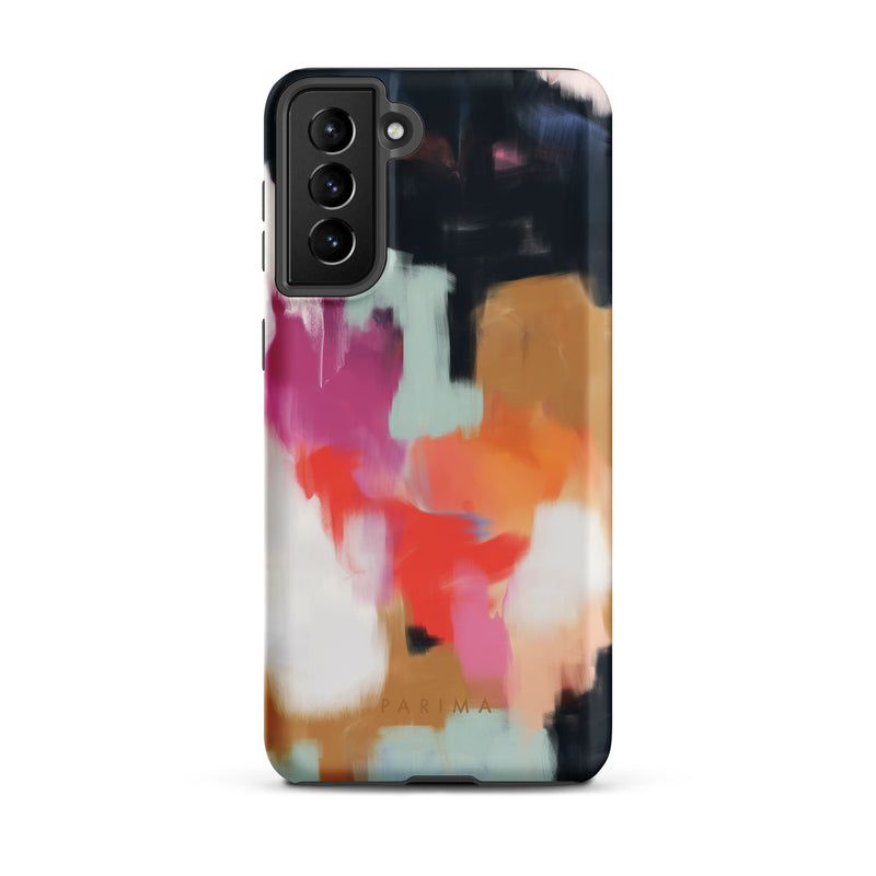 Ruthie, blue and pink abstract art on Samsung Galaxy S21 Plus tough case by Parima Studio