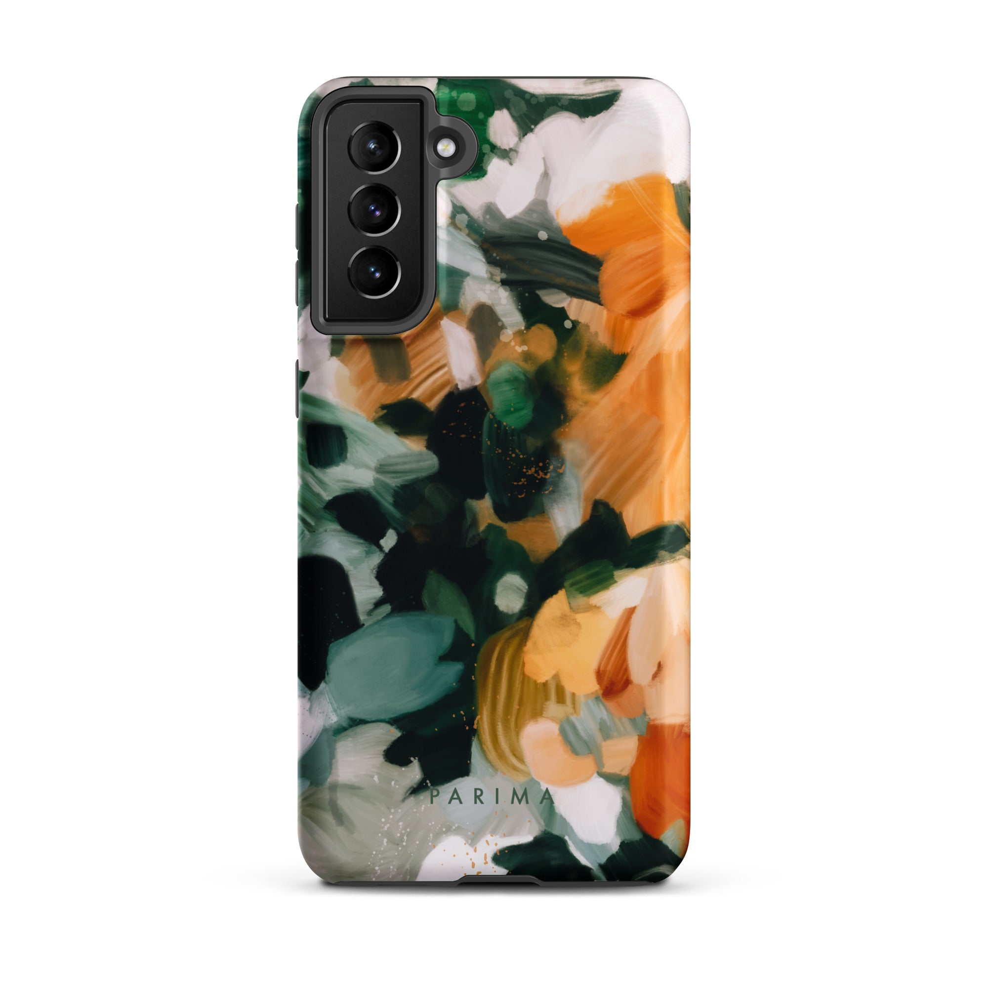 Aspen, green and orange abstract art on Samsung Galaxy S21 Plus tough case by Parima Studio