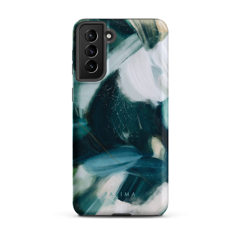Caspian, blue and teal abstract art on Samsung Galaxy S21 Plus tough case by Parima Studio