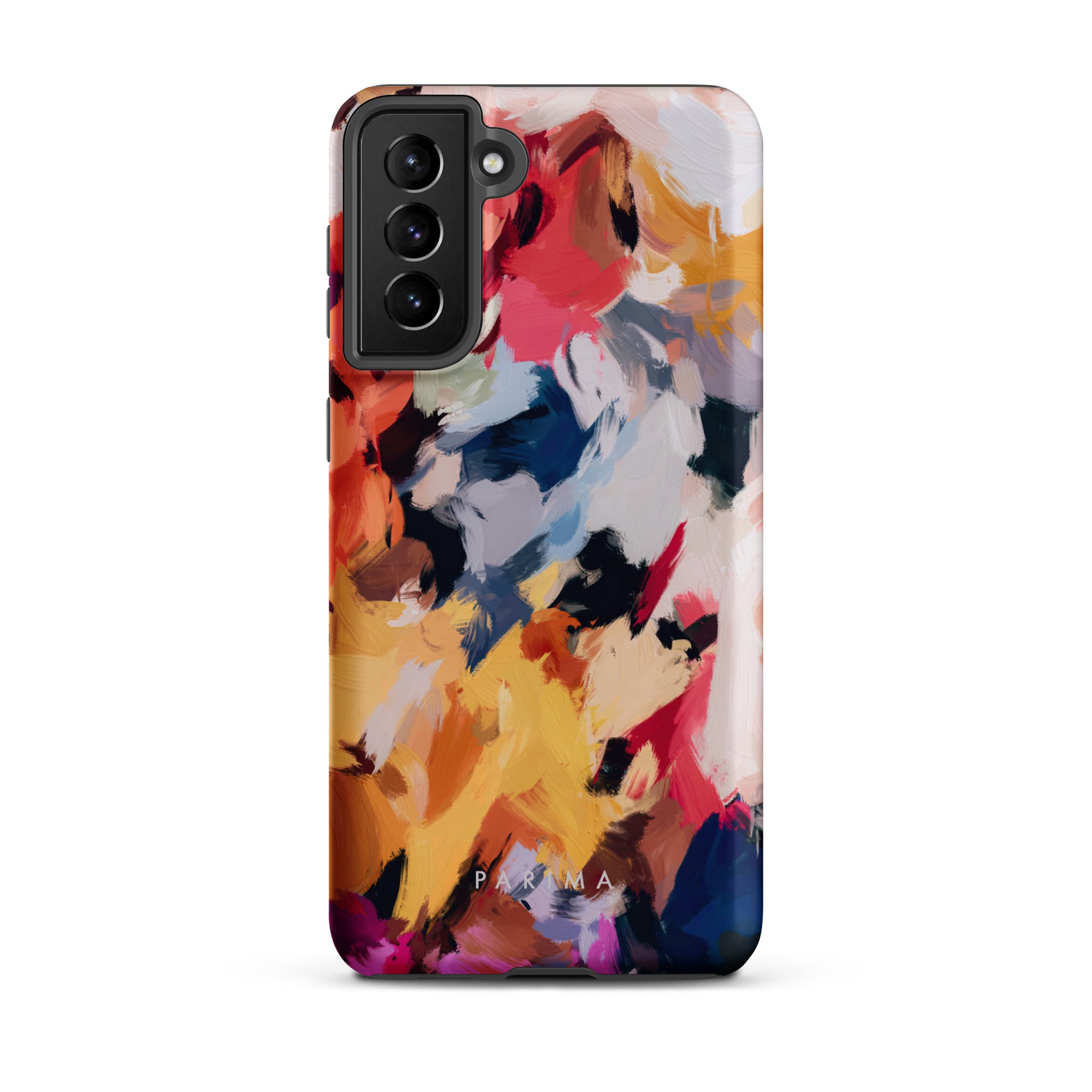 Wilde, blue and yellow multicolor abstract art on Samsung Galaxy S21 Plus tough case by Parima Studio