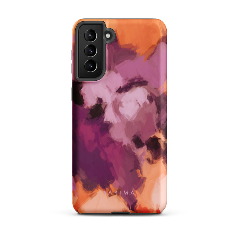 Lilac, purple and orange abstract art on Samsung Galaxy S21 Plus tough case by Parima Studio