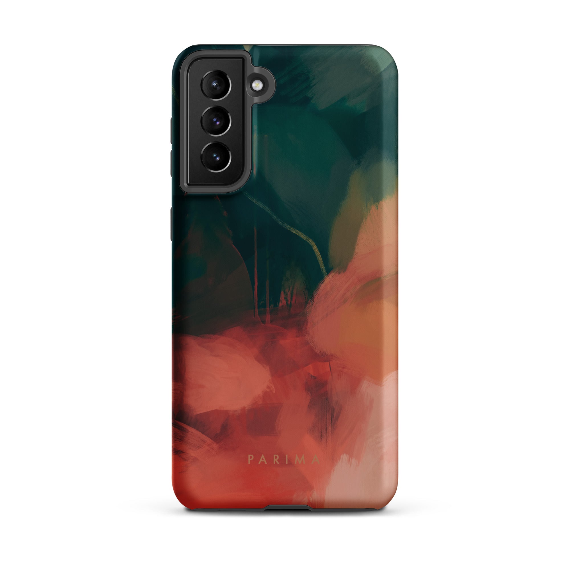 Eventide, green and red abstract art on Samsung Galaxy S21 plus tough case by Parima Studio