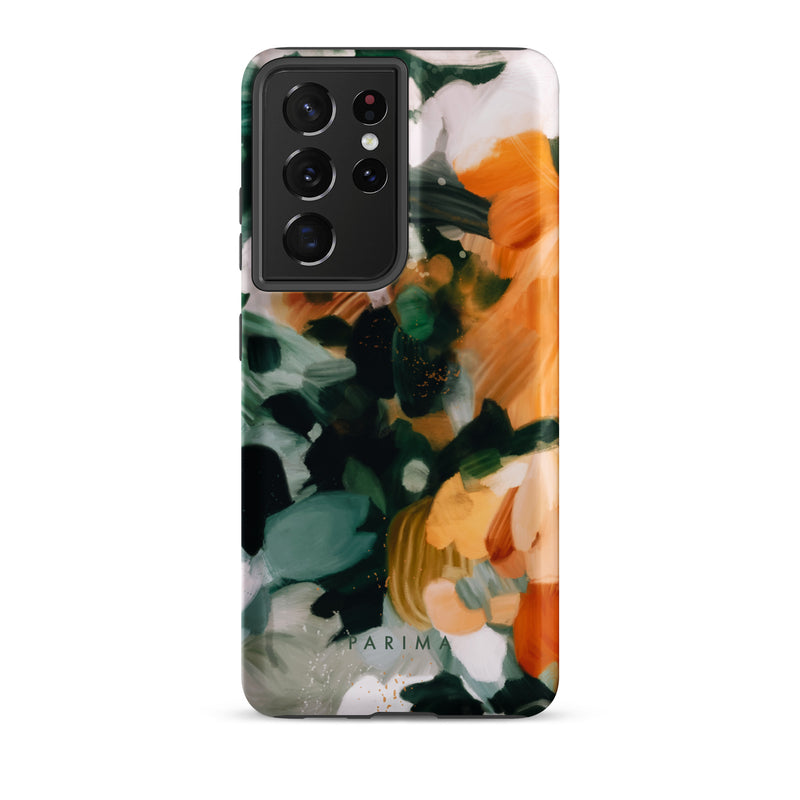 Aspen, green and orange abstract art on Samsung Galaxy S21 Ultra tough case by Parima Studio