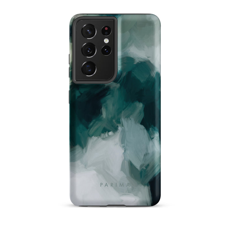 Echo, emerald green abstract art on Samsung Galaxy S21 Ultra tough case by Parima Studio