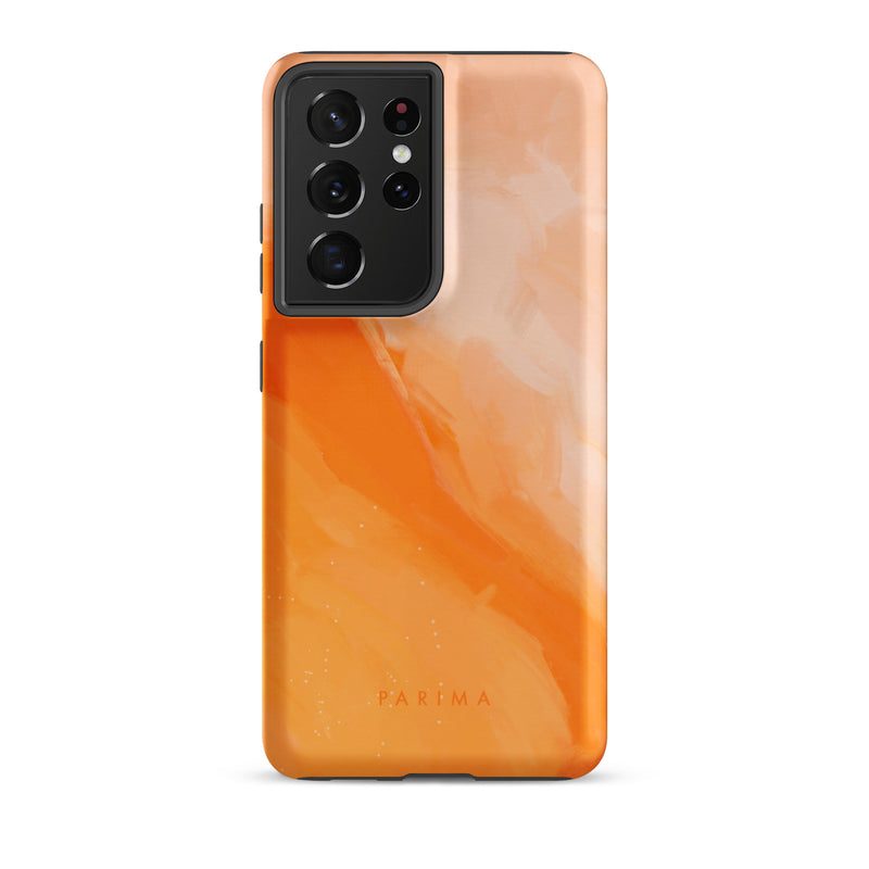 Sweet Orange, orange and pink abstract art on Samsung Galaxy S21 Ultra tough case by Parima Studio