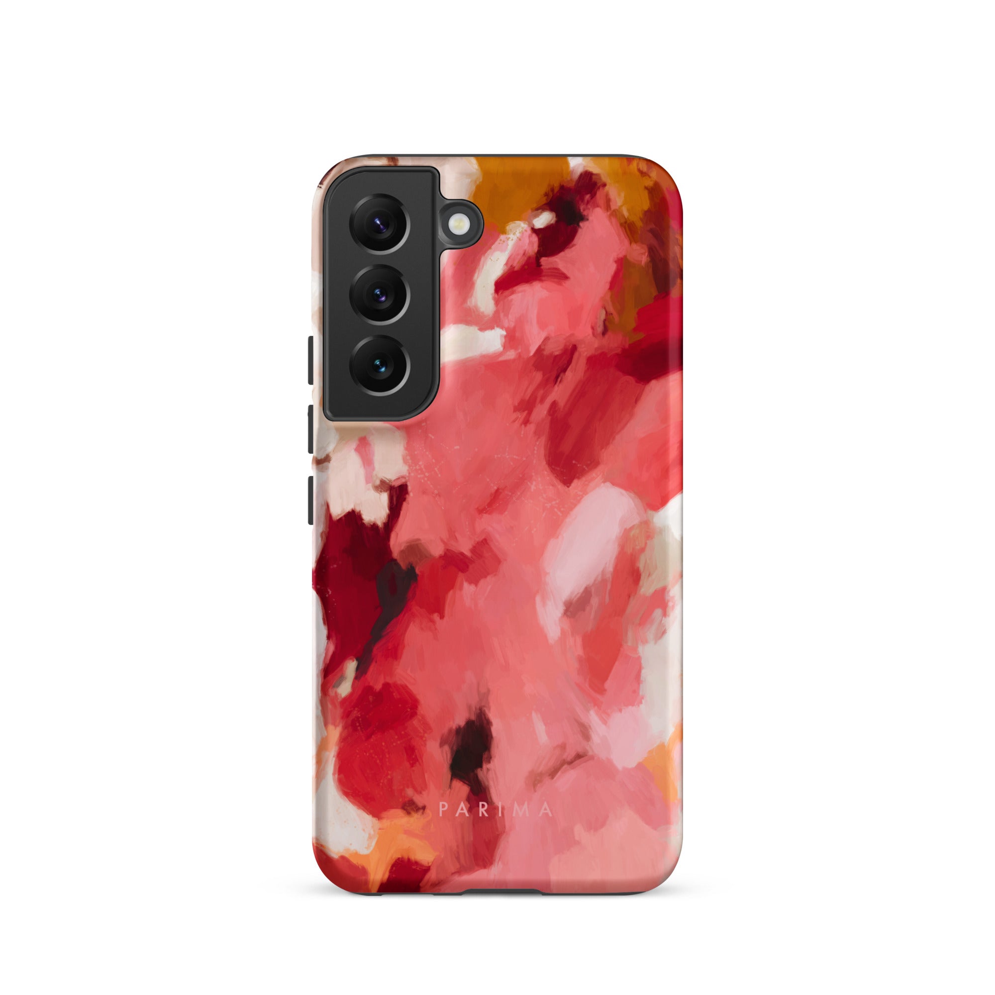 Apple, pink and red abstract art on Samsung Galaxy S22 tough case by Parima Studio