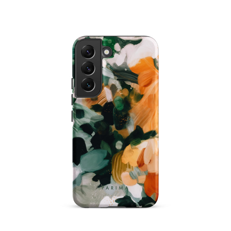 Aspen, green and orange abstract art on Samsung Galaxy S22 tough case by Parima Studio
