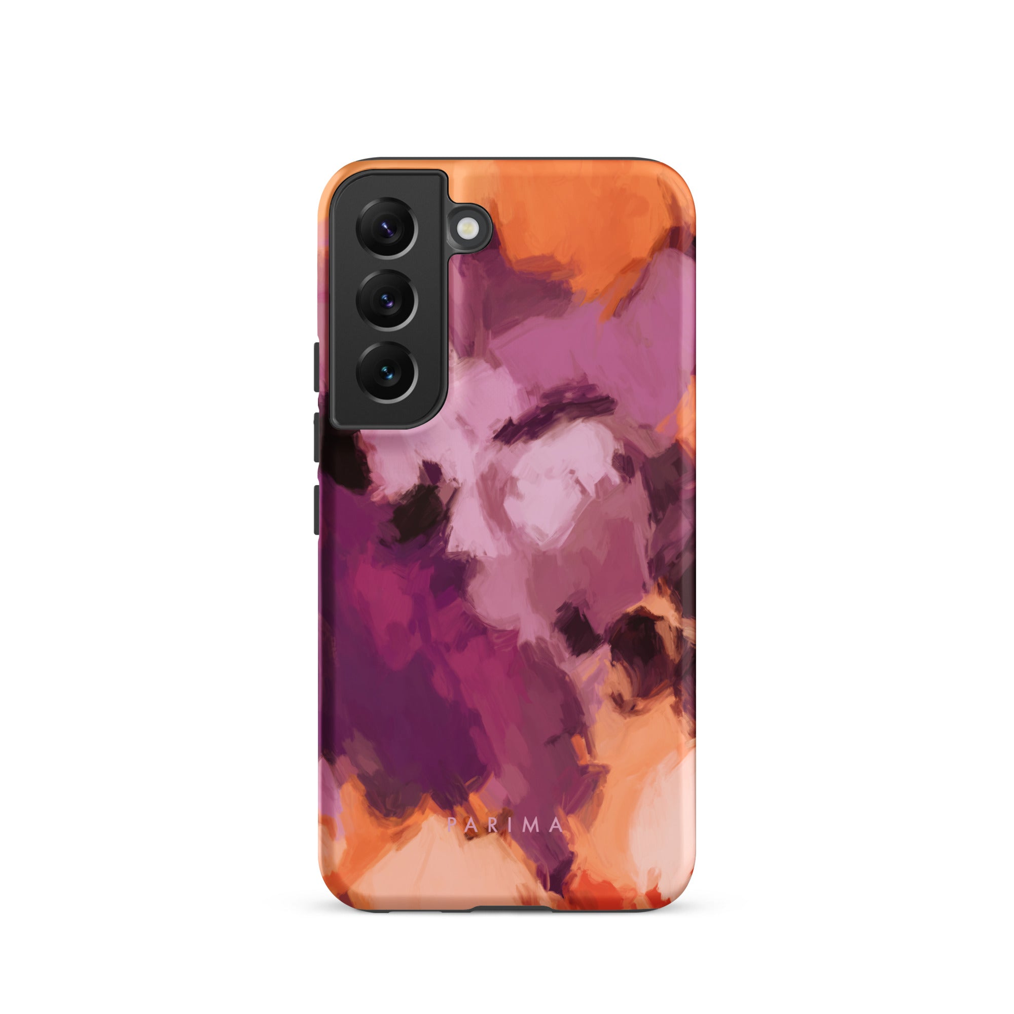 Lilac, purple and orange abstract art on Samsung Galaxy S22 tough case by Parima Studio