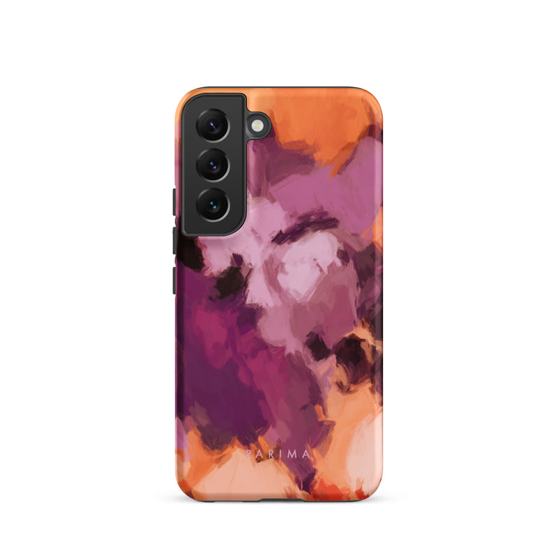 Lilac, purple and orange abstract art on Samsung Galaxy S22 tough case by Parima Studio