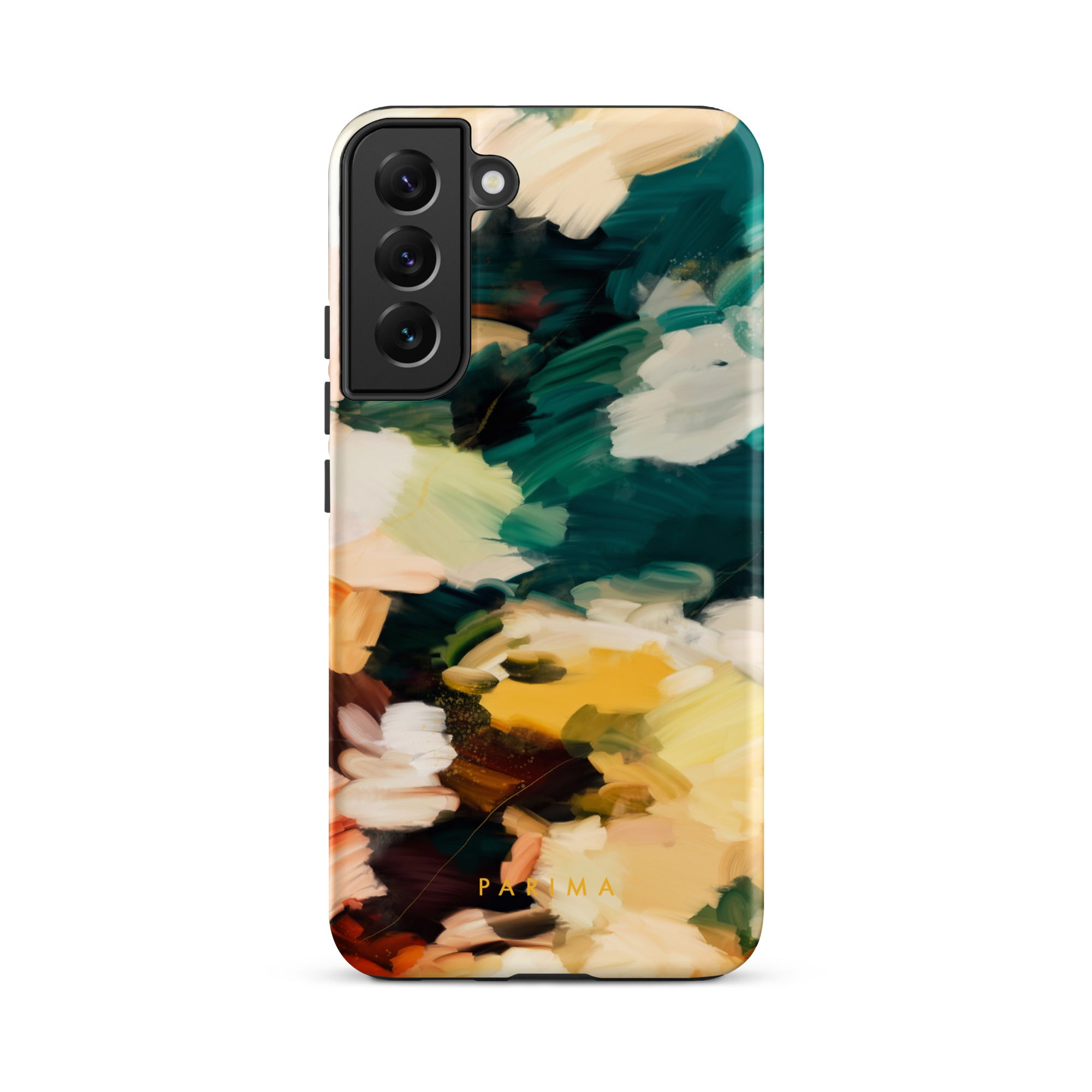 Cinque Terre, green and yellow abstract art on Samsung Galaxy S22 Plus tough case by Parima Studio
