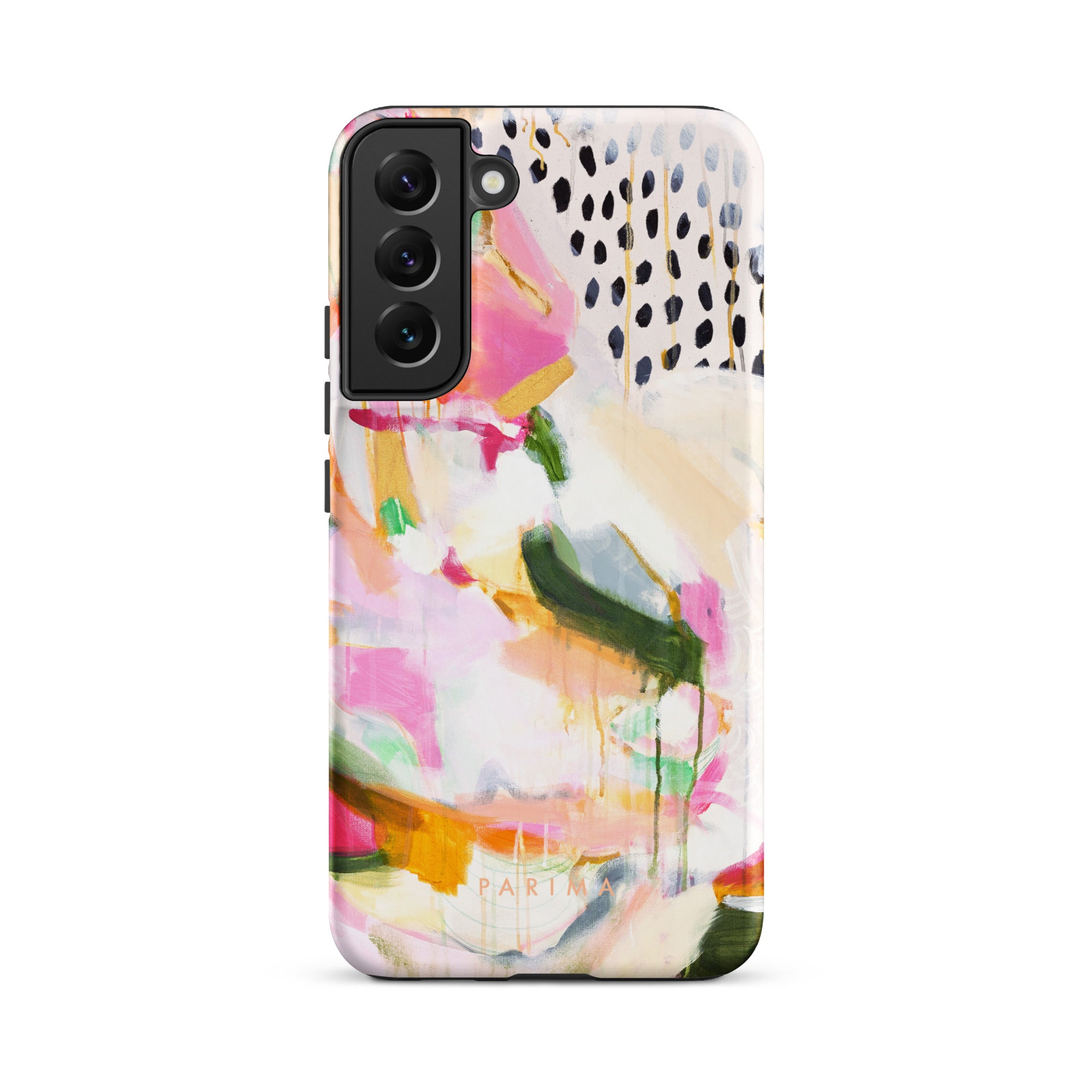 Adira, pink and green abstract art on Samsung Galaxy S22 Plus tough case by Parima Studio