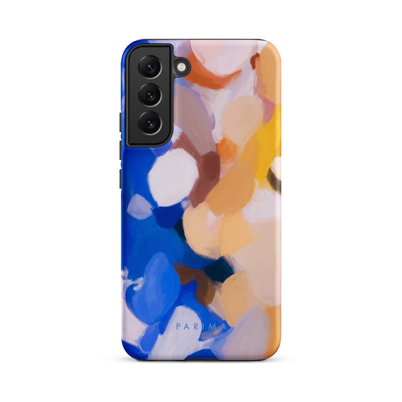 Bluebell, blue and yellow abstract art on Samsung Galaxy S22 Plus tough case by Parima Studio