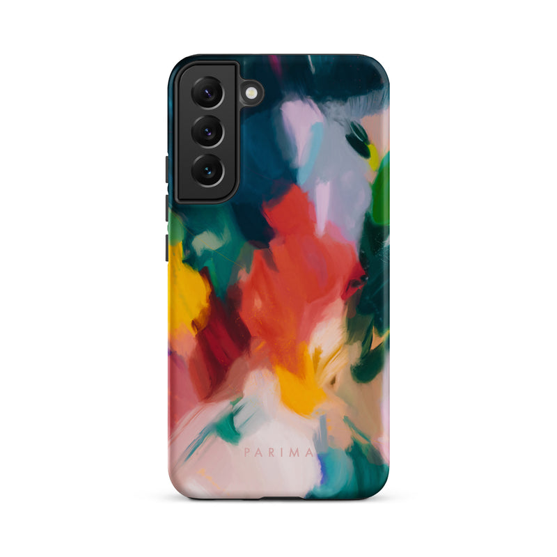 Pomme, blue and red abstract art on Samsung Galaxy S22 Plus tough case by Parima Studio