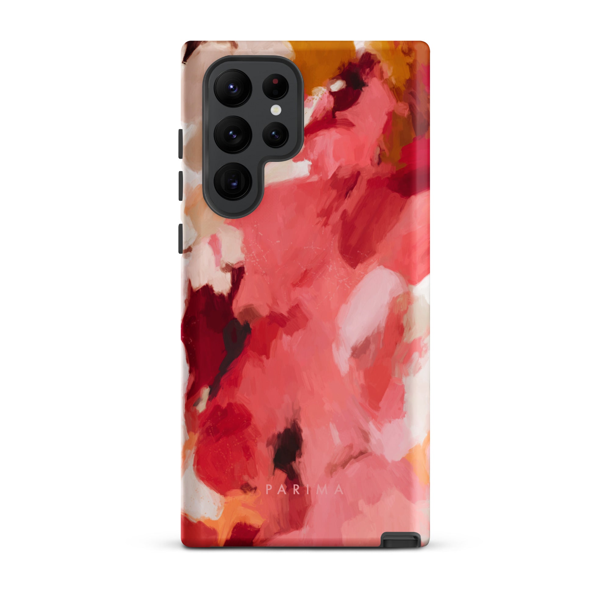 Apple, pink and red abstract art on Samsung Galaxy S22 Ultra tough case by Parima Studio