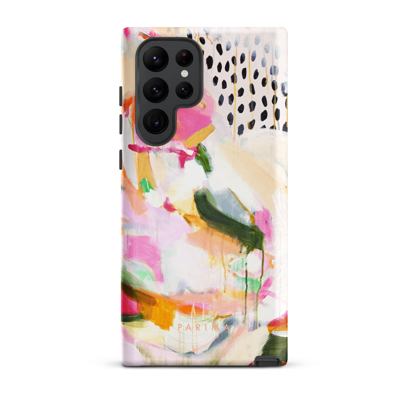 Adira, pink and green abstract art on Samsung Galaxy S22 Ultra tough case by Parima Studio
