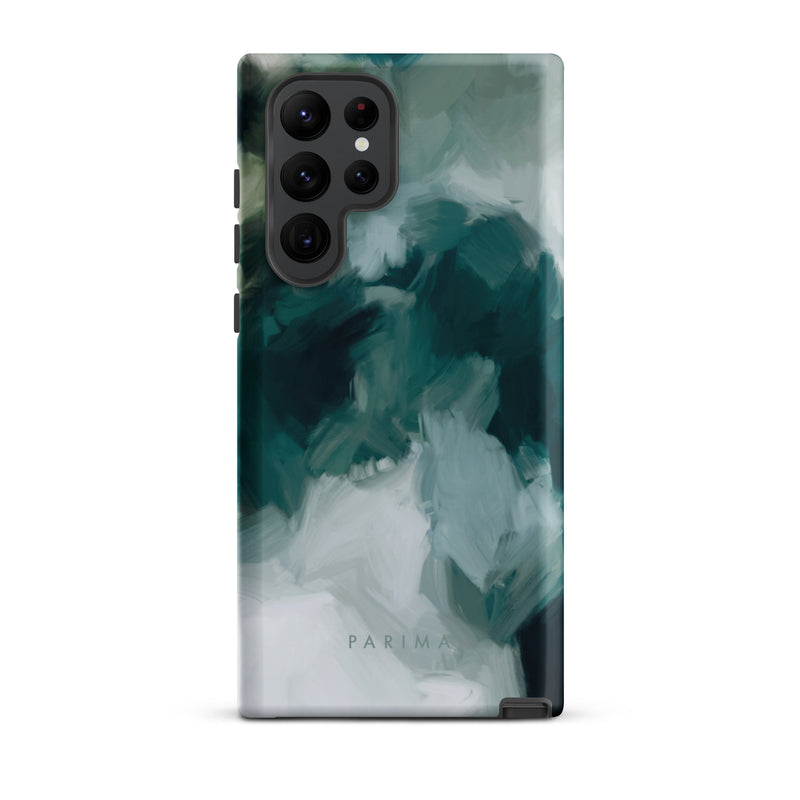 Echo, emerald green abstract art on Samsung Galaxy S22 Ultra tough case by Parima Studio