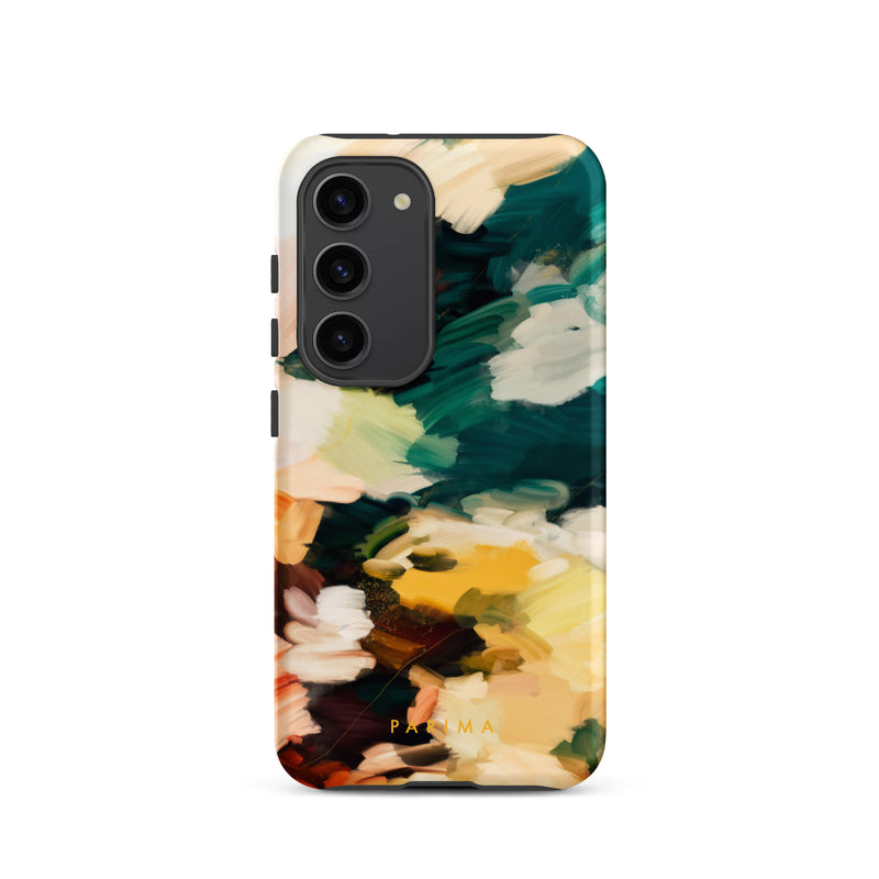 Cinque Terre, green and yellow abstract art on Samsung Galaxy S23 tough case by Parima Studio