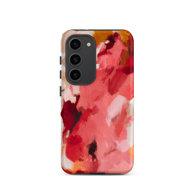 Apple, pink and red abstract art on Samsung Galaxy S23 tough case by Parima Studio