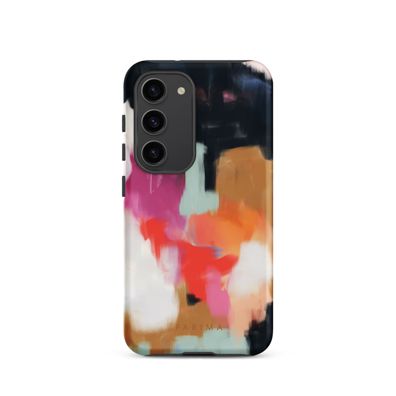 Ruthie, blue and pink abstract art on Samsung Galaxy S23 tough case by Parima Studio